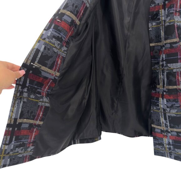 Nine West Womens Plaid Button-Up Crepe Toper Jackets Size 12 Lined /Multicolored - Picture 8 of 12